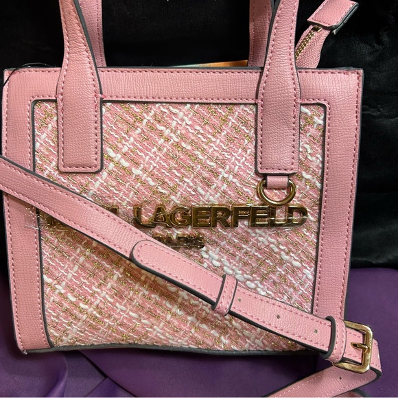NWT Karl Lagerfeld Paris Pink with Gold Cross Body. Did anyone say Barbie Core - Picture 7 of 9